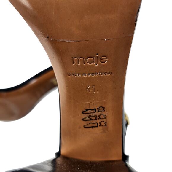 Maje 120FEVERLOW Medium Heel Shoes with Gold-Tone Chain Size French 41/US 10.5 - Picture 5 of 6